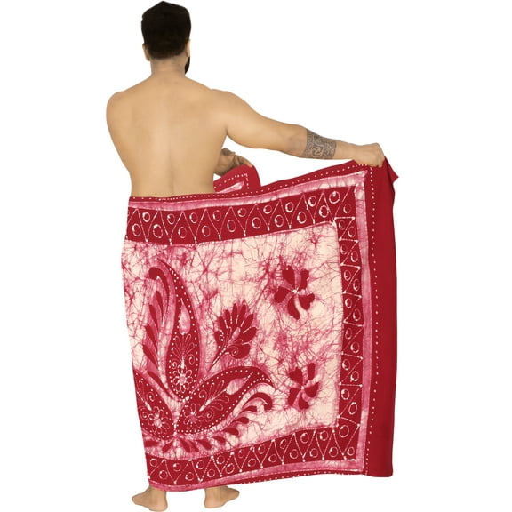 HAPPY BAY Men's Pareo Standard Surfing Dashiki Sarong Full Beach Wrap One Size Red-M516 Summer Vacation Party