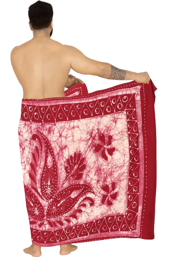 Men's Pareo Standard Surfing Dashiki Sarong Full Beach Wrap One Size Red-M516 Summer Vacation Party