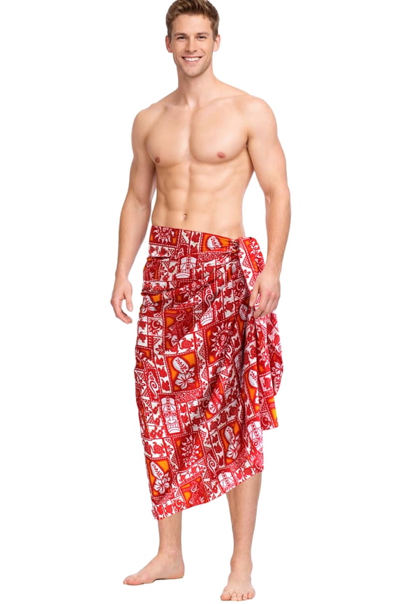 Men's Pareo Standard Surfing Sarong Full Beach Wrap One Size Berry, Sun Summer Vacation Aloha