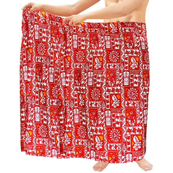 HAPPY BAY Men's Pareo Standard Surfing Sarong Full Beach Wrap One Size Berry, Sun Summer Vacation Aloha