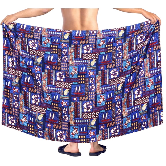 HAPPY BAY Men's Pareo Standard Surfing Sarong Full Beach Wrap One Size Royal, Tropical Summer Vacation Aloha