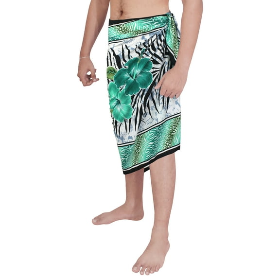 HAPPY BAY Men's Pareo Standard Swimming Sarong Shower Beach Wrap One Size White-R818 Summer Vacation Aloha