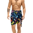 thumbnail image 1 of HAPPY BAY Men's Pareo Standard Swimsuits Elegant Holiday Vacation Sarong Swimwear Mini Swim Beach Wrap for Men One Size Colorful Palm Trees, Navy Summer Vacation, 1 of 6