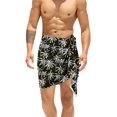 thumbnail image 1 of HAPPY BAY Men's Pareo Standard Swimsuits Elegant Holiday Vacation Sarong Swimwear Mini Swim Beach Wrap for Men One Size Palm Tree, Black Summer Vacation, 1 of 5