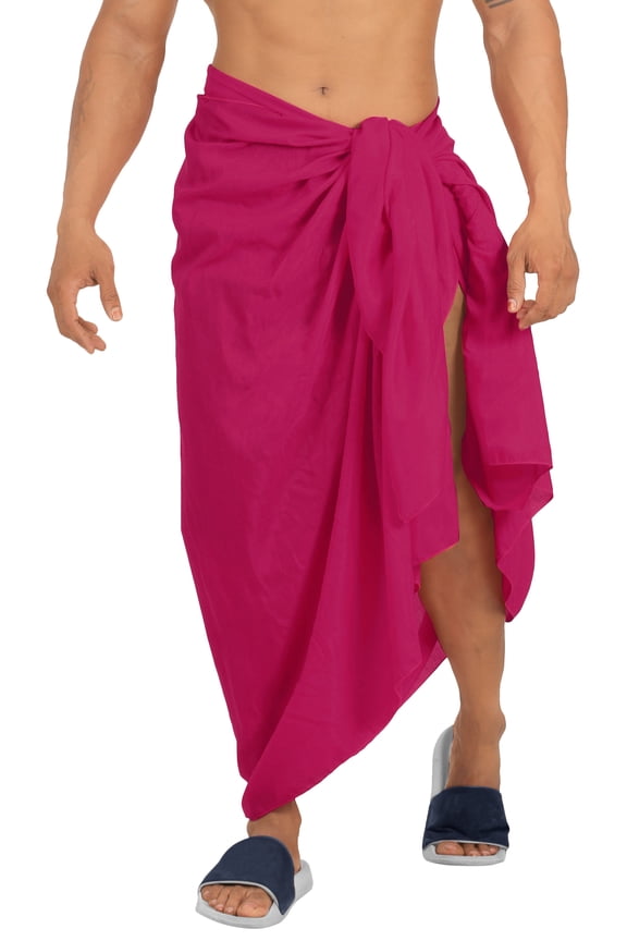 Men's Pareo Standard Swimsuits Sarong Full Beach Wrap One Size Magenta-V29 Summer Vacation Aloha