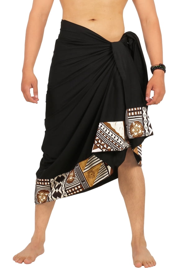 Men's Pareo Standard Swimsuits Sarong Full Swim Beach Wrap One Size Black-V452 Summer Vacation Aloha