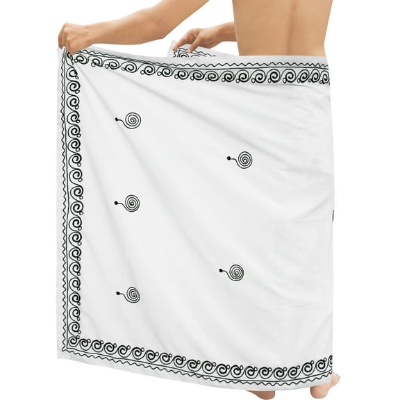 HAPPY BAY Men's Pareo Standard Swimsuits Sarong Full Swim Beach Wrap One Size Pearl, Solid Summer Vacation Aloha