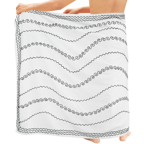 HAPPY BAY Men's Pareo Standard Swimsuits Sarong Full Swim Beach Wrap One Size Snow, Solid Summer Vacation Aloha