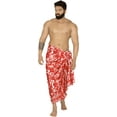 thumbnail image 1 of HAPPY BAY Men's Pareo Standard Vacation Sarong Full Beach Wrap One Size Berry, Leaves Summer Vacation Aloha, 1 of 4