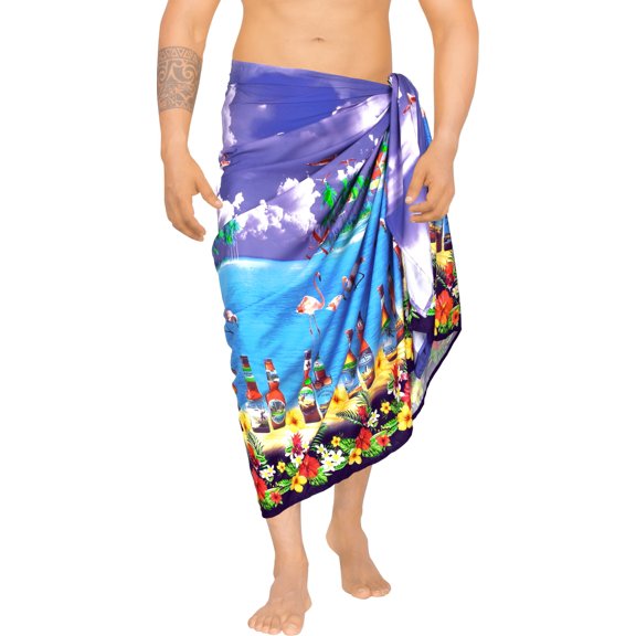 HAPPY BAY Men's Pareo Swim Trunk Holiday Sarong Long Beach Wrap One Size Lilac, Beach Summer Vacation Party