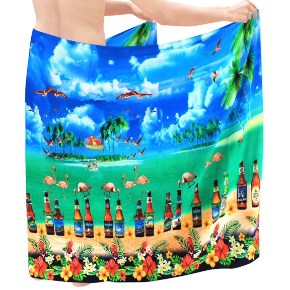 HAPPY BAY Men's Pareo Swim Trunk Holiday Sarong Long Beach Wrap One Size Sky, Beach Summer Vacation Party