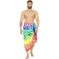 thumbnail image 1 of HAPPY BAY Men's Pareo Swim Trunk Surfing Sarong LGBTQ Pride Rainbow Stripe Long Beach Wrap One Size Colorful, Abstract Summer Vacation Party, 1 of 5