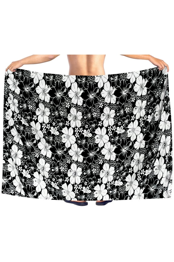 Men's Pareo Swim Trunk Surfing Sarong Long Beach Wrap One Size Black-N756 Summer Vacation Aloha