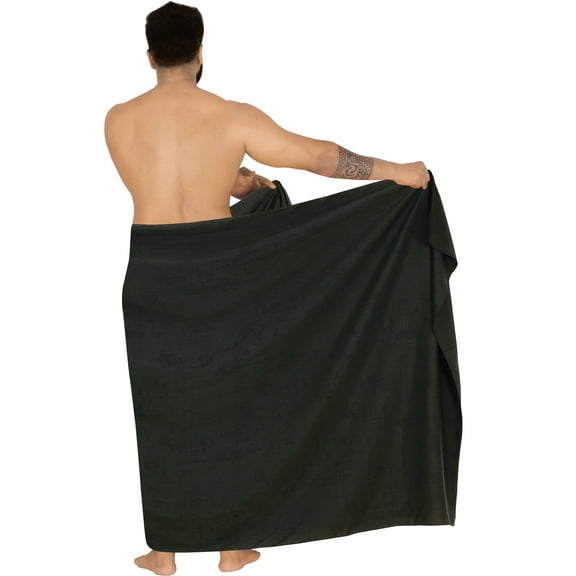 HAPPY BAY Men's Pareo Swim Trunk Surfing Sarong Long Beach Wrap One Size Jade, Palm Tree Summer Vacation Aloha