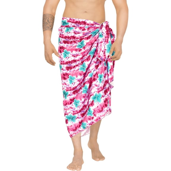 HAPPY BAY Men's Pareo Swim Trunk Surfing Sarong Long Beach Wrap One Size Pink-I549 Summer Vacation Party