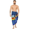 thumbnail image 1 of HAPPY BAY Men's Pareo Swim Trunk Vacation Sarong Beach Wrap One Size Denim, Palm Tree Summer Vacation Aloha, 1 of 3