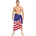 thumbnail image 1 of HAPPY BAY Men's Patriotic 4th of July American USA Flag Swimwear Summer Sarong Swim Trunk Long Pareo Beach Wrap for Men One Size Pearl, Stars and Stripes For Dad, 1 of 6
