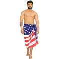 thumbnail image 1 of HAPPY BAY Men's Patriotic 4th of July American USA Flag Swimwear Summer Sarong Swim Trunk Long Pareo Beach Wrap for Men One Size Pearl, Stars and Stripes For Dad, 1 of 4