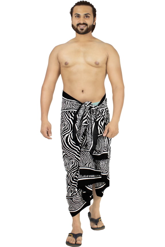 Men's Regular Swimwear Sarong Long Pareo Beach Wrap One Size Black, Animal Summer Vacation Aloha