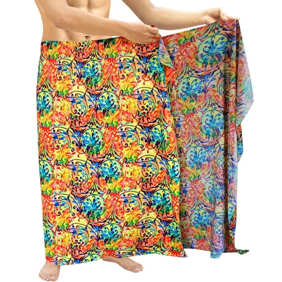 HAPPY BAY Men's Regular Swimwear Sarong Long Pareo Beach Wrap One Size Multicolor-J867 Summer Vacation Party