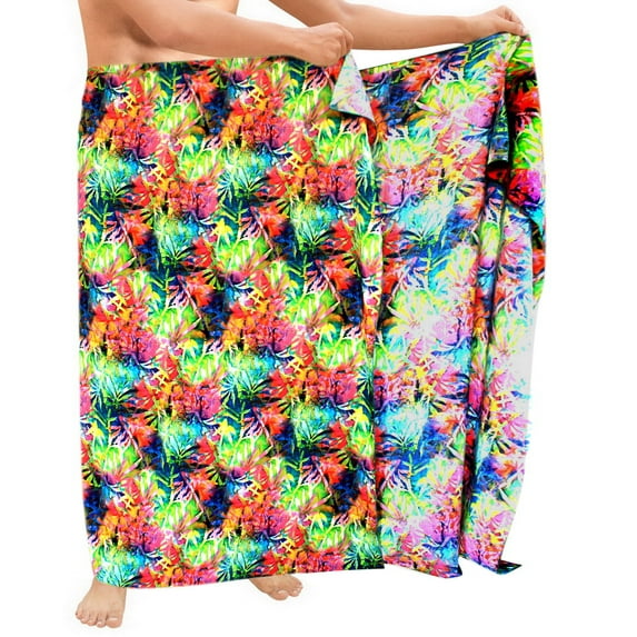 HAPPY BAY Men's Regular Swimwear Sarong Long Pareo Beach Wrap One Size Multicolor-J868 Summer Vacation Aloha