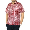 thumbnail image 1 of HAPPY BAY Men's Short Sleeves Casual Button-Down Shirts M Red, Boho Guitar Summer Vacation Holiday Beach, 1 of 4