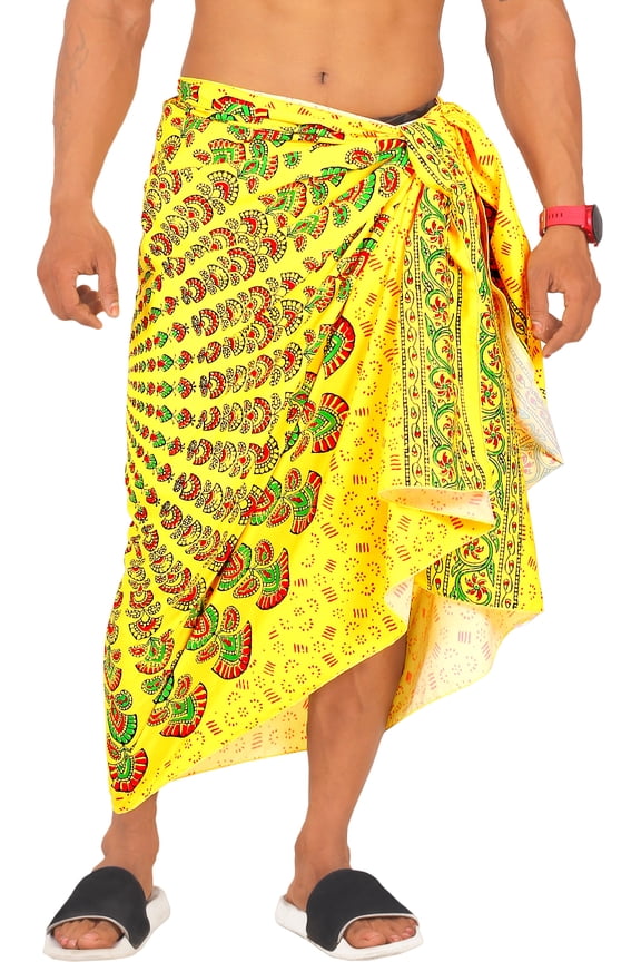 Men's Standard Casual Sarong Long Pareo Beach Wrap One Size Butter, Mandala Summer Vacation Aloha