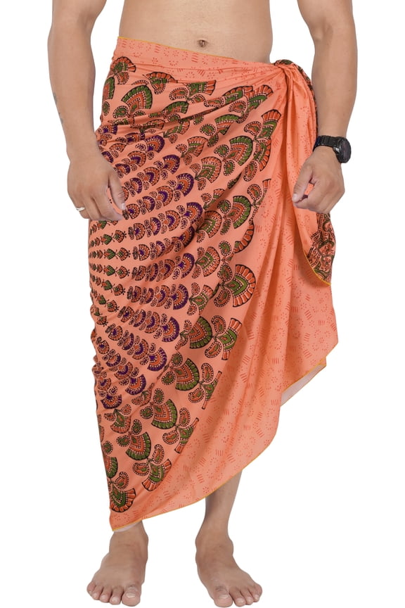 Men's Standard Casual Sarong Long Pareo Beach Wrap One Size Red-M402 Summer Vacation Party