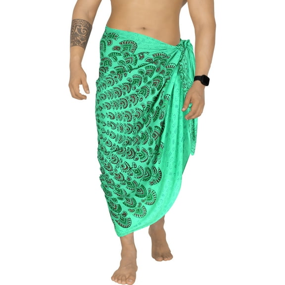 HAPPY BAY Men's Standard Casual Sarong Long Pareo Beach Wrap One Size Shamrock Green Summer Vacation Aloha
