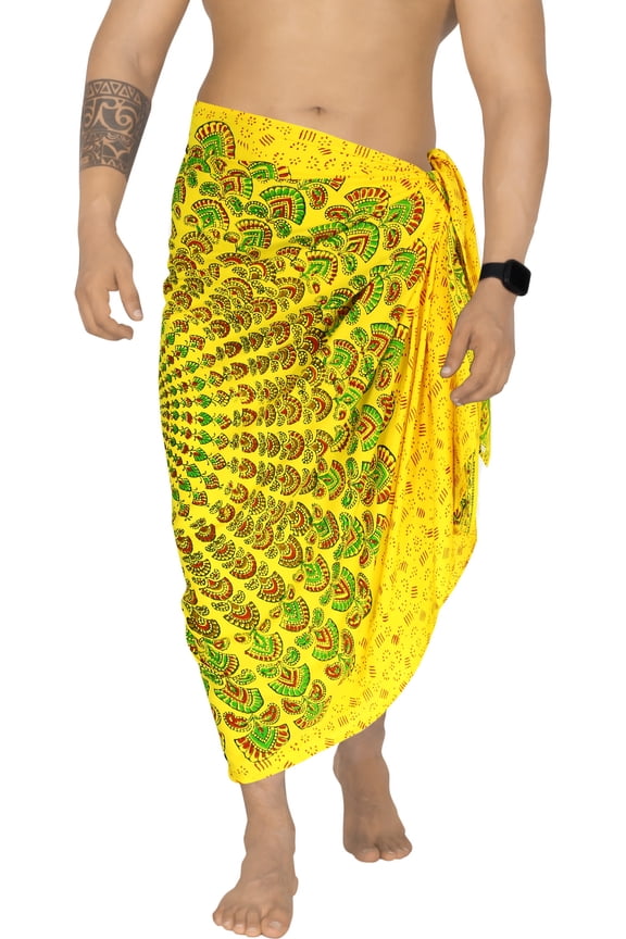 Men's Standard Casual Sarong Long Pareo Beach Wrap One Size Yellow-M400 Summer Vacation Party