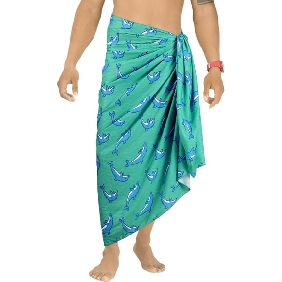 HAPPY BAY Men's Standard Surfing Sarong Full Beach Wrap One Size Sea, Dolphin Summer Vacation Party