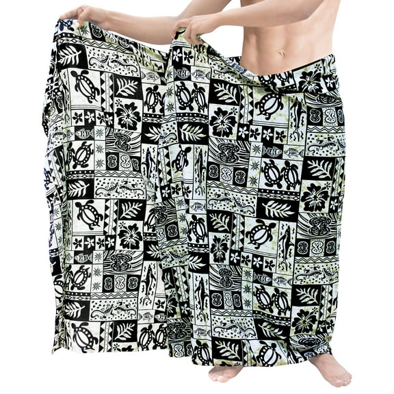 HAPPY BAY Men's Standard Swimsuits Sarong Pareo Beach Wrap One Size Black-F332 Summer Vacation Party