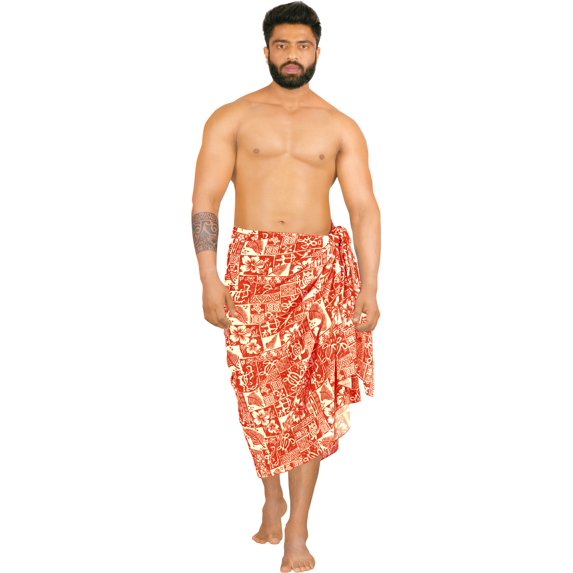 HAPPY BAY Men's Standard Swimsuits Sarong Pareo Beach Wrap One Size Cherry, Hawaiian Collage Summer Vacation Party