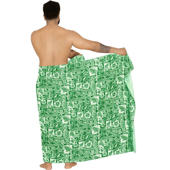 HAPPY BAY Men's Standard Swimsuits Sarong Pareo Beach Wrap One Size Fern, Hawaiian Collage Summer Vacation Aloha