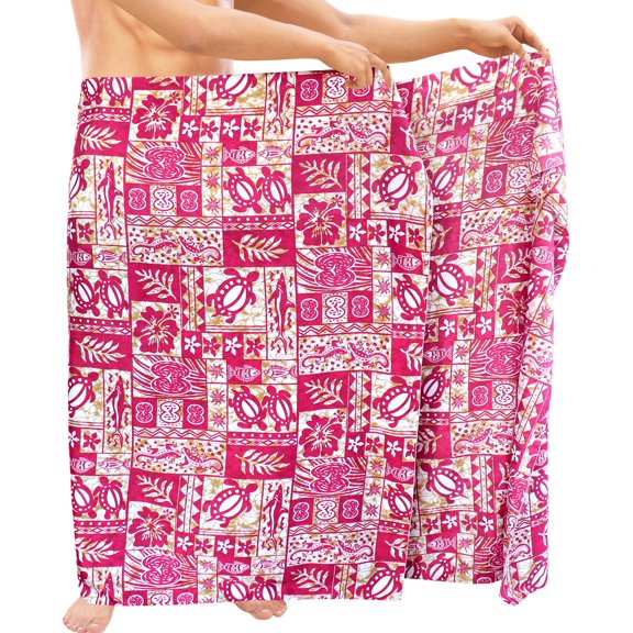 HAPPY BAY Men's Standard Swimsuits Sarong Pareo Beach Wrap One Size Pink-N424 Summer Vacation Party