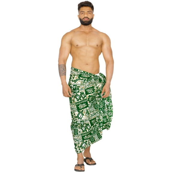 HAPPY BAY Men's Standard Swimsuits Sarong Pareo Beach Wrap One Size Shamrock Green Summer Vacation Party