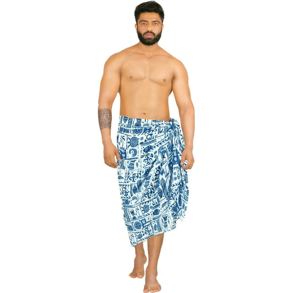 HAPPY BAY Men's Standard Swimsuits Sarong Pareo Beach Wrap One size Cobalt, Multi Summer Vacation Party