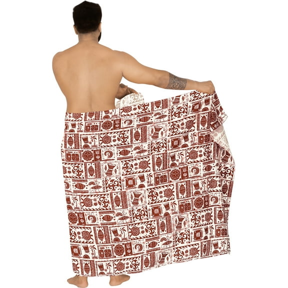 HAPPY BAY Men's Standard Swimsuits Sarong Pareo Beach Wrap One size Maroon, Multi Summer Vacation Aloha