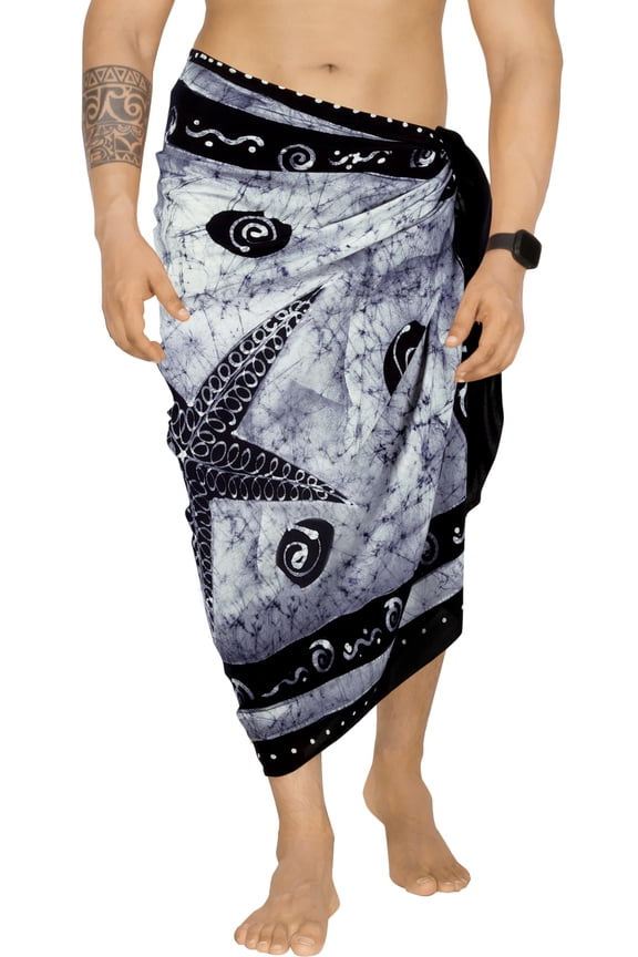 Men's Standard Vacation Dashiki Sarong Full Pareo Beach Wrap One Size Denim, Star Summer Vacation Party
