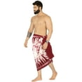 thumbnail image 1 of HAPPY BAY Men's Standard Vacation Dashiki Sarong Full Pareo Beach Wrap One Size Garnet, Leaves Summer Vacation Aloha, 1 of 2