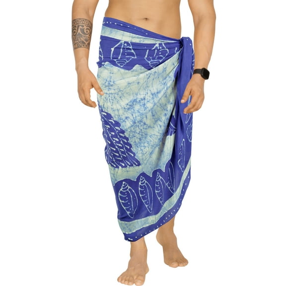 HAPPY BAY Men's Standard Vacation Dashiki Sarong Full Pareo Beach Wrap One Size Han, Shell Fish Summer Vacation Party