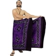 thumbnail image 1 of HAPPY BAY Men's Standard Vacation Dashiki Sarong Full Pareo Beach Wrap One Size Purple, Paisley Summer Vacation Aloha, 1 of 5