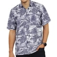 thumbnail image 1 of HAPPY BAY Men's Summer Camp Beach Button-Down Hawaiian Shirt M Navy, Leaves Vacation Party, 1 of 5