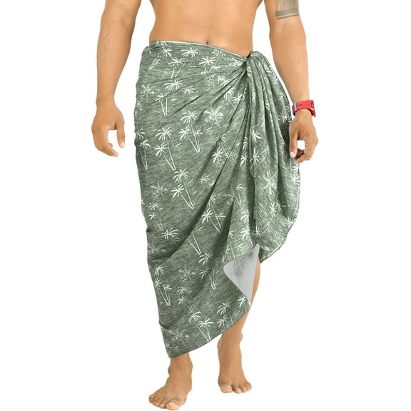HAPPY BAY Men's Swim Trunk Swimsuits Sarong Pareo Beach Wrap One Size Palm Tree, Black Summer Vacation Party