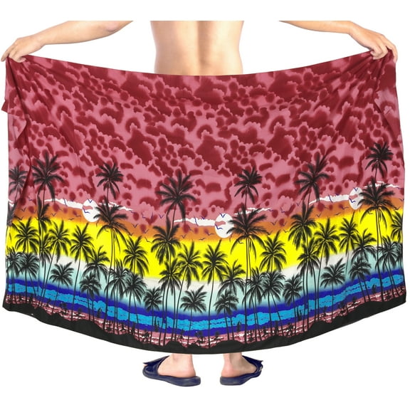 HAPPY BAY Men's Swim Trunk Swimsuits Sarong Pareo Beach Wrap One Size Red_Z259 Summer Vacation Aloha