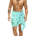 thumbnail image 1 of HAPPY BAY Men's Swimwear Beach Summer Pareo Short Sarong One Size Blue, Palm Tree Vacation Holiday Party, 1 of 5