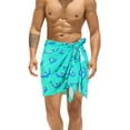 thumbnail image 1 of HAPPY BAY Men's Swimwear Beach Summer Pareo Short Sarong One Size Cyan, Dolphin Vacation Holiday Party, 1 of 5