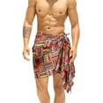 thumbnail image 1 of HAPPY BAY Men's Swimwear Beach Summer Pareo Short Sarong One Size Stripes, Multi Vacation Holiday Aloha, 1 of 5