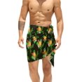 thumbnail image 1 of HAPPY BAY Men's Swimwear Cover Up Samoan Beachwear Summer Pareo Standard Sarong Wrap Casual Vacation Lava Lava for Men Cover-Up One Size Pineapple Floral, Black For Dad, 1 of 5