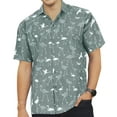 thumbnail image 1 of HAPPY BAY Men's Vacation Front Pocket Cruise Tops Button Down Shirt Summer Aloha Holiday Camping Funky Shirts For Mens M Grey, Flamingo, 1 of 4